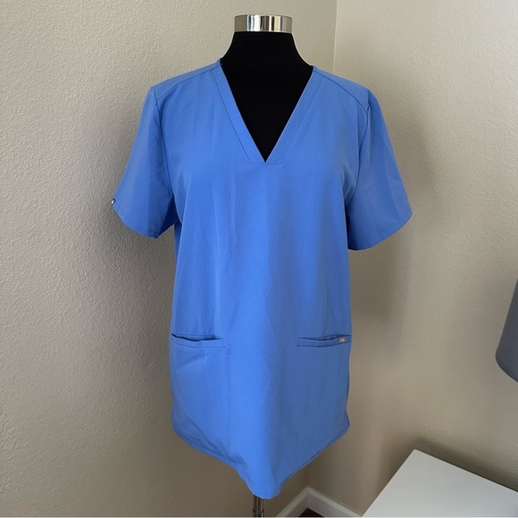 FIGS Capri Blue Casma-Three Pocket Scrub Top Size XL PO1203 - Picture 3 of 14